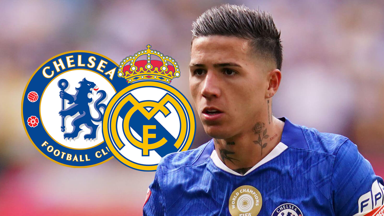 F365 Two Badges Enzo Fernandez Real Madrid Chelsea