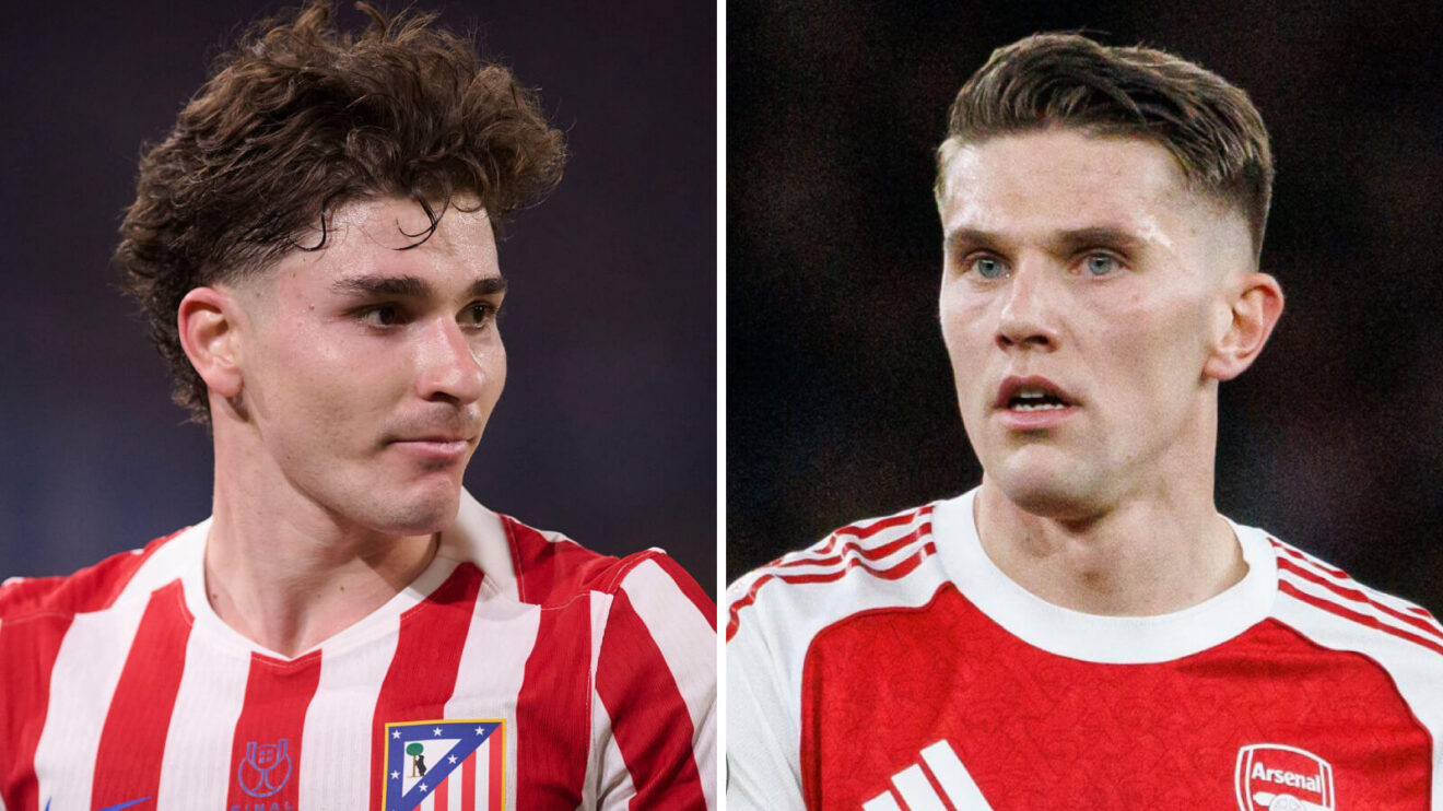 Atletico Madrid's Julian Alvarez and Arsenal's Viktor Gyokeres.