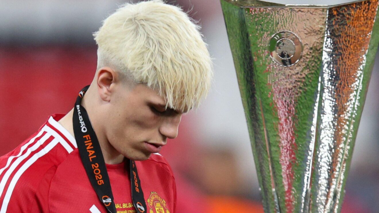 Manchester United forward Alejandro Garnacho after the 2025 Europa League final
