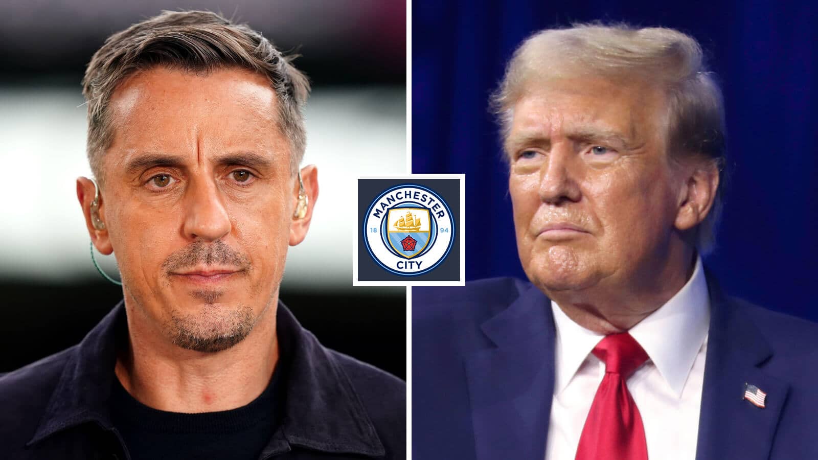 Two Images Collage Gary Neville Donald Trump 1