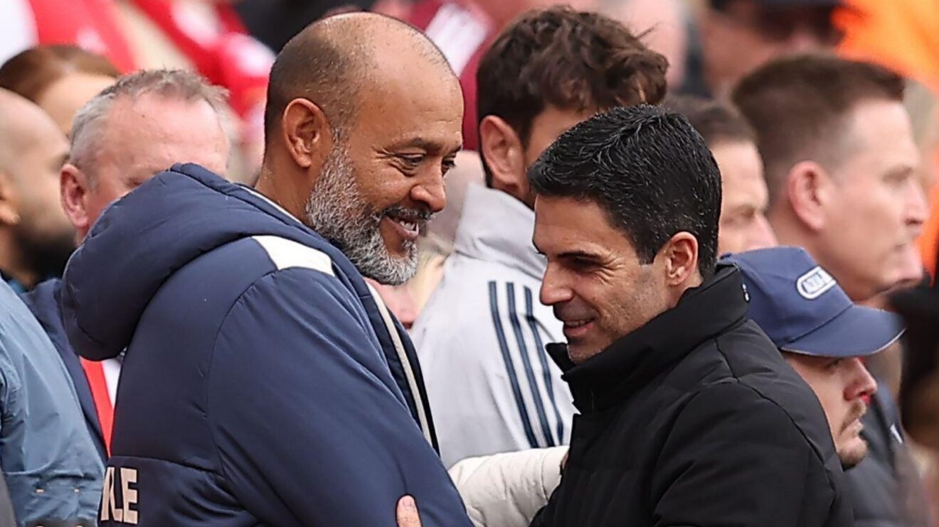 West Ham coach Nuno Espirito Santo and Arsenal manager Mikel Arteta