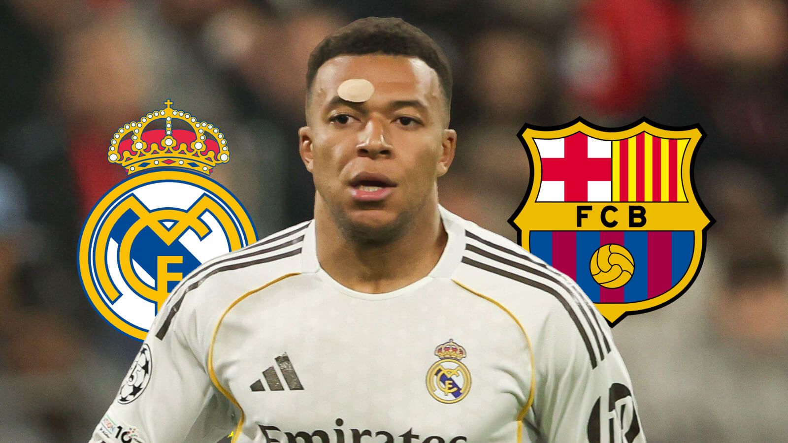 Mbappe Real Madrid Barcelona badges