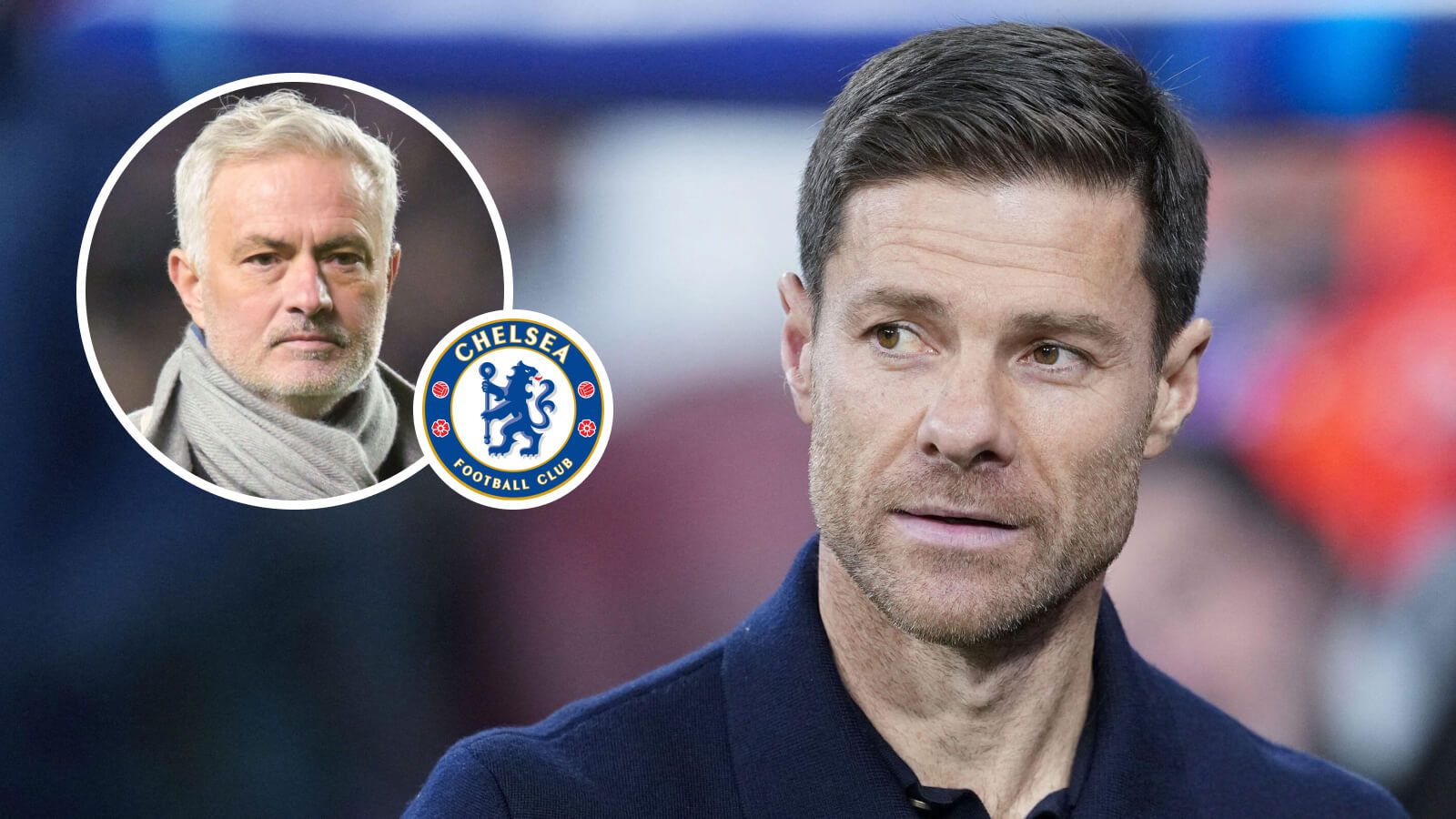 Xabi Alonso with Jose Mourinho Chelsea badge