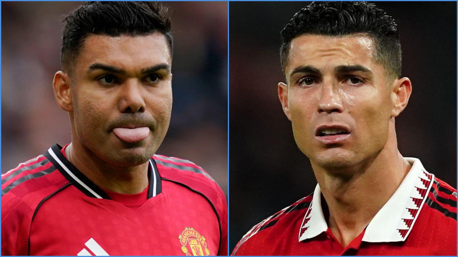 Manchester United players Casemiro and Cristiano Ronaldo
