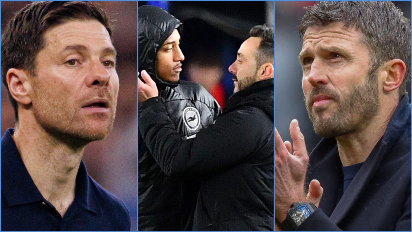 Real Madrid's Xabi Alonso, Brighton's Joao Pedro and Roberto De Zerbi, and Man Utd's Michael Carrick