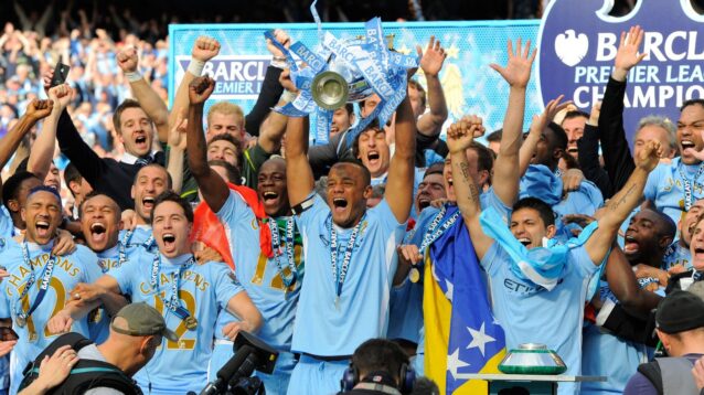 Manchester City celebrate the title