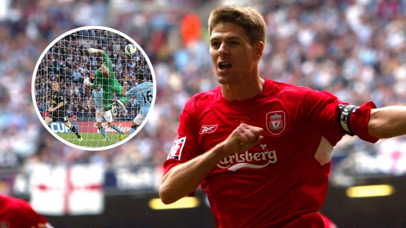 Steven Gerrard celebrates his FA Cup final goal in 2006.