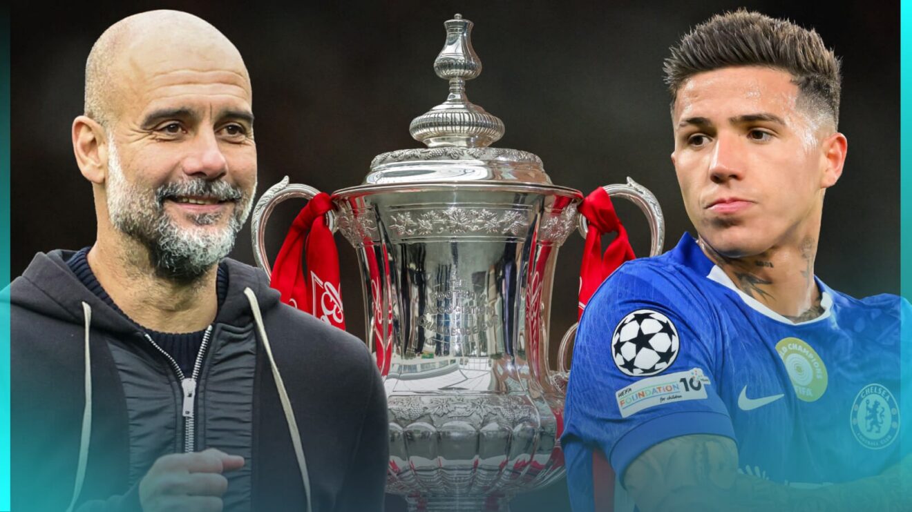 Manchester City manager Pep Guardiola, Chelsea midfielder Enzo Fernandez and the FA Cup
