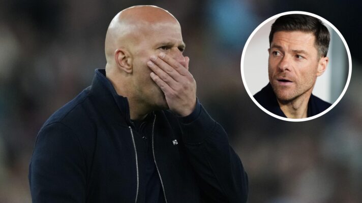 Liverpool manager Arne Slot and, inset, Xabi Alonso.