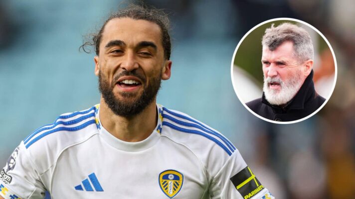Leeds striker Dominic Calvert-Lewin and, inset, Roy Keane