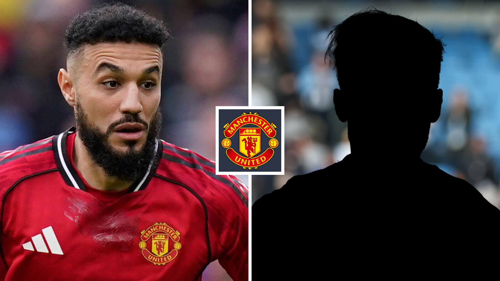 man utd right back noussair mazraoui silhouette player