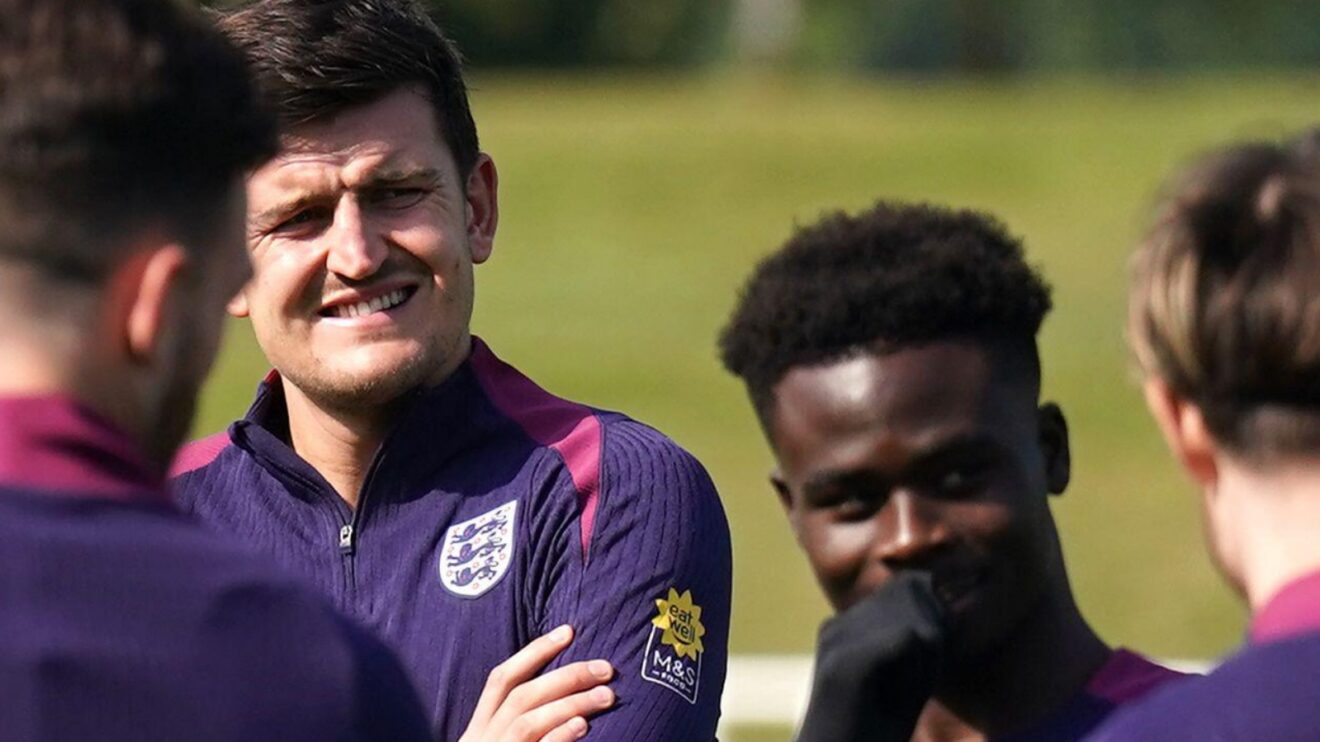 England players Harry Maguire and Bukayo Saka