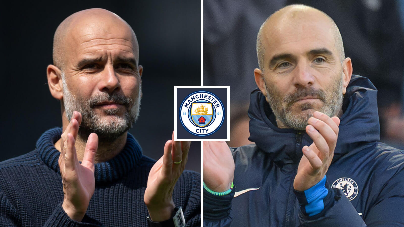 Two Images Collage Pep Guardiola Enzo Maresca 2