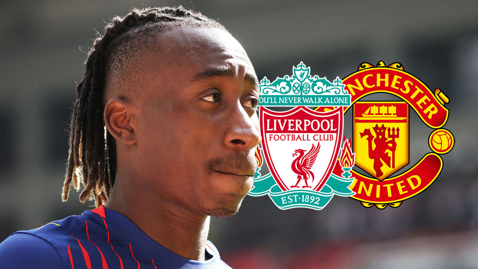 F365 Two Badges Yan Diomande Liverpool Manchester United