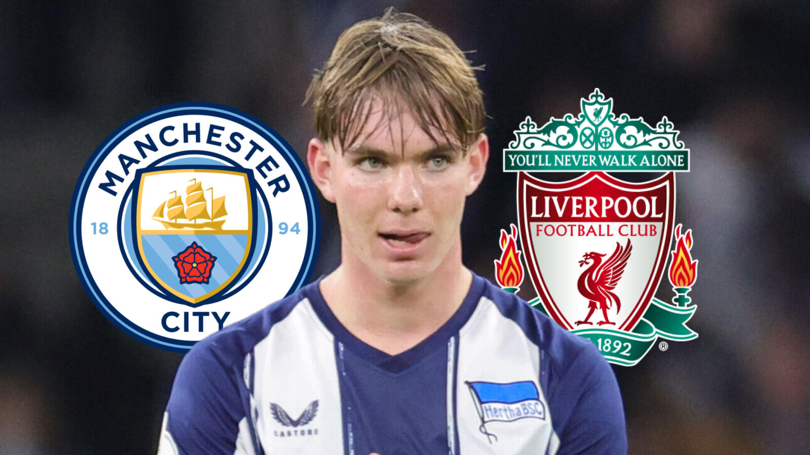 F365 Kennet Eichhorn with Man City badge on one side and the Liverpool other 1