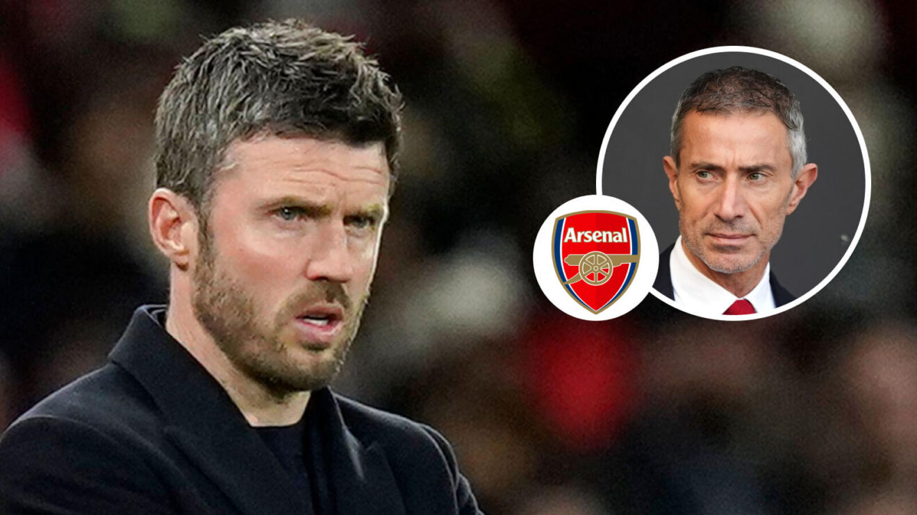 Man Utd manager Michael Carrick, Arsenal sporting director Andrea Berta