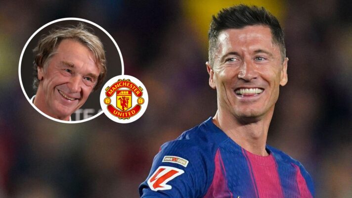 Robert Lewandowski, Sir Jim Ratcliffe and the Manchester United badge