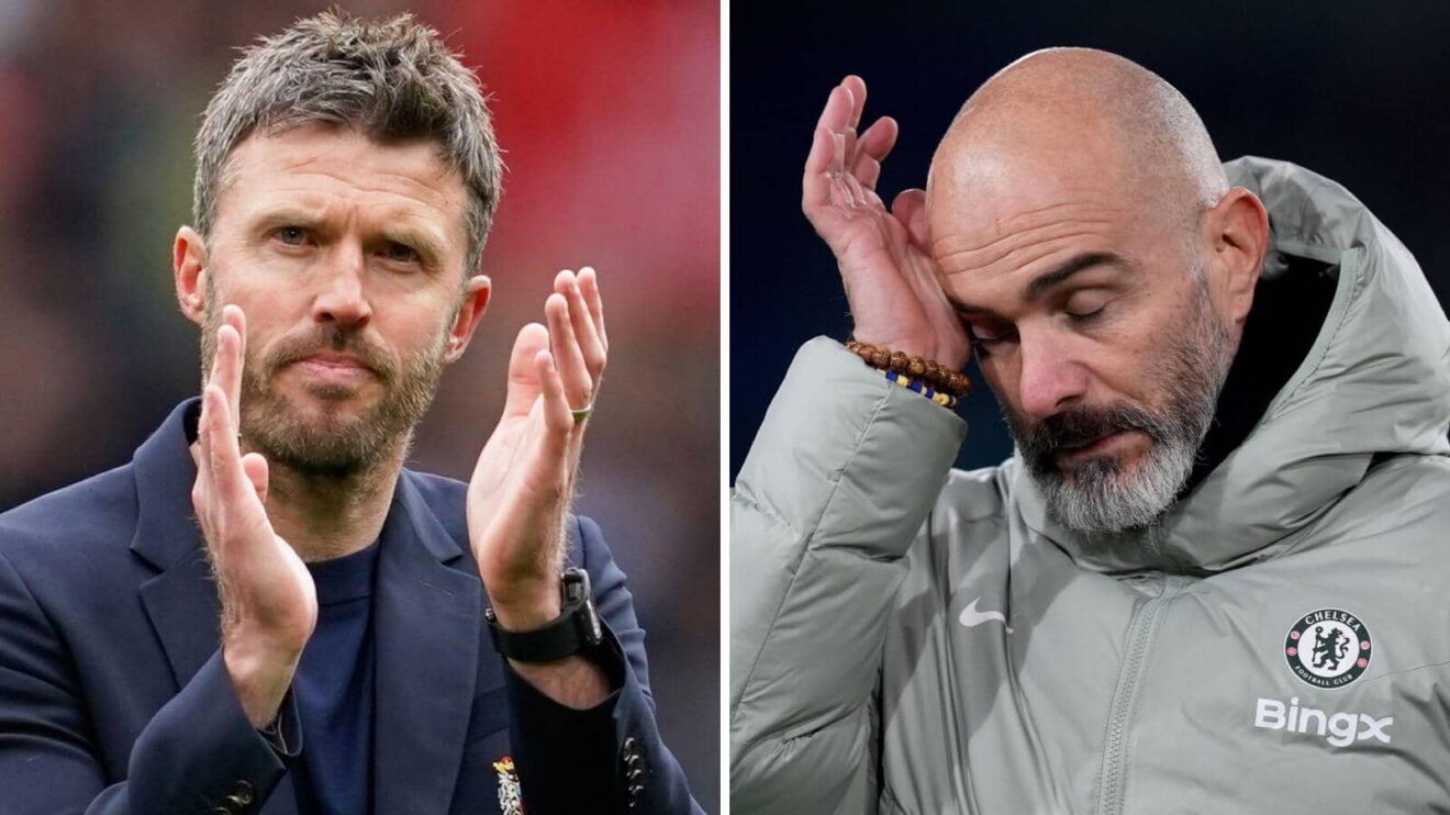 Split image of Manchester United manager Michael Carrick and incoming Manchester City boss Enzo Maresca - copyright F365