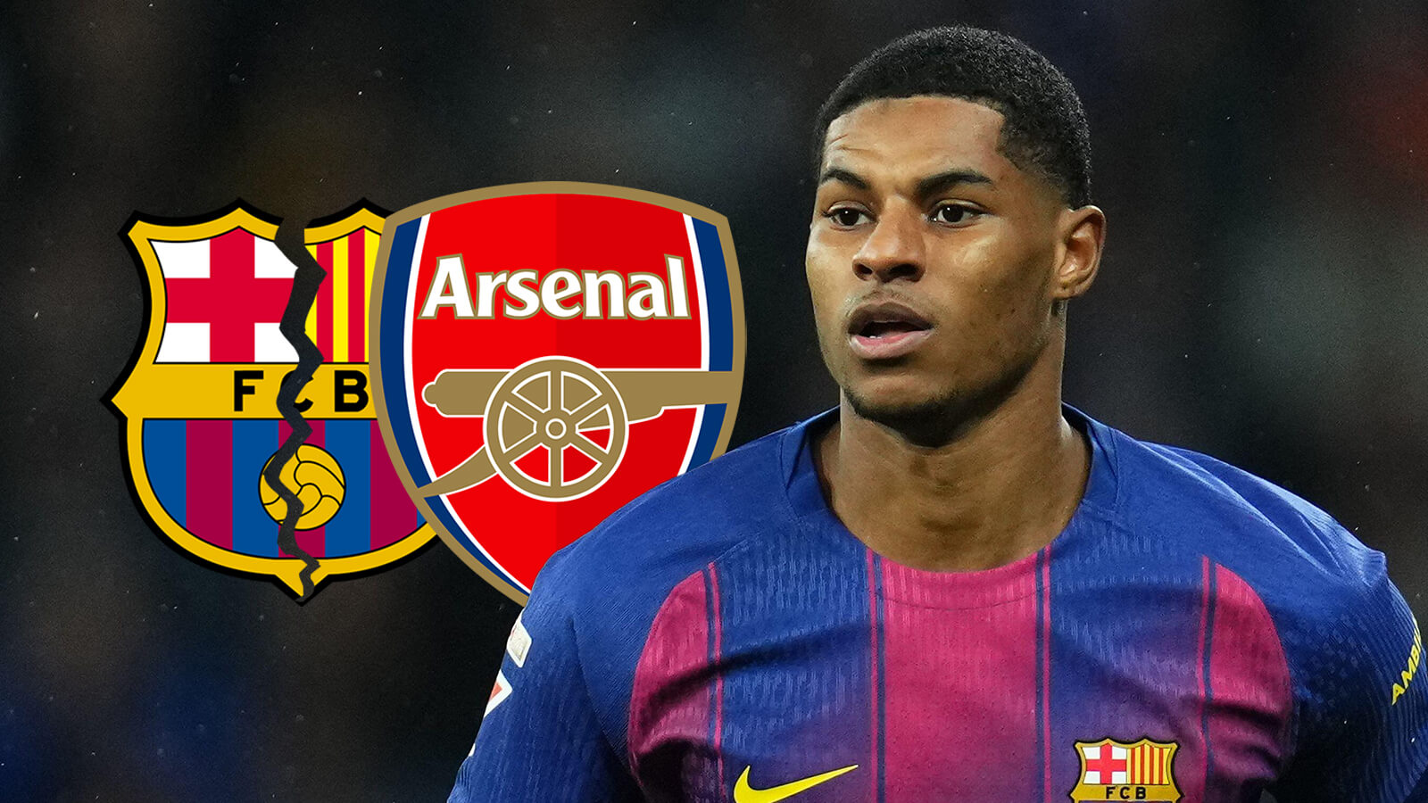 F365 Two Badges Marcus Rashford FC BArcelona Arsenal