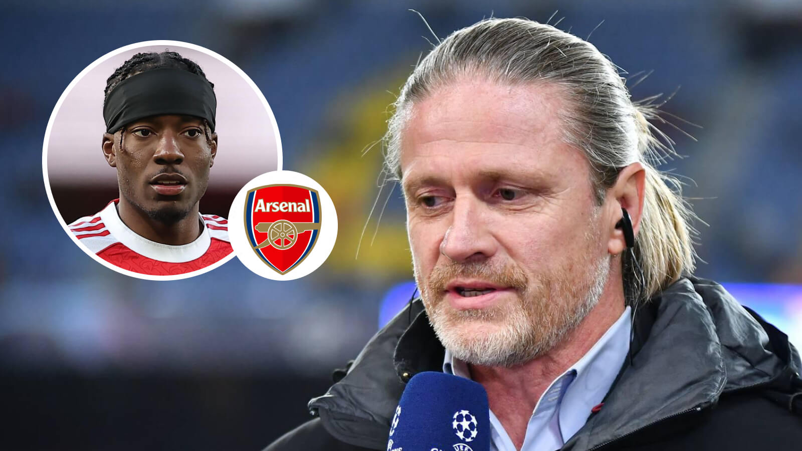 F365 Emmanuel Petit with Noni Madueke Arsenal badge 1