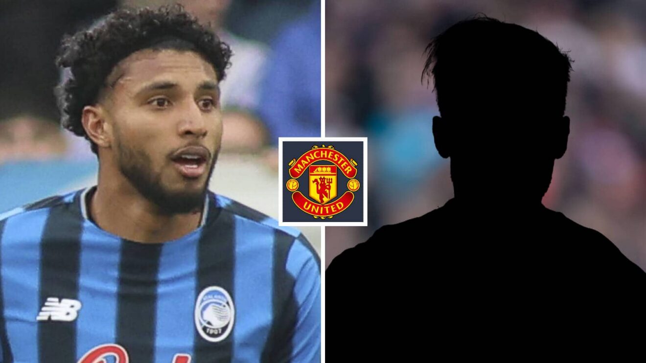 Split image of Atalanta midfielder Ederson Silva, who will join Manchester United this summer, and a shadow, with the Manchester United badge in between - copyright F365
