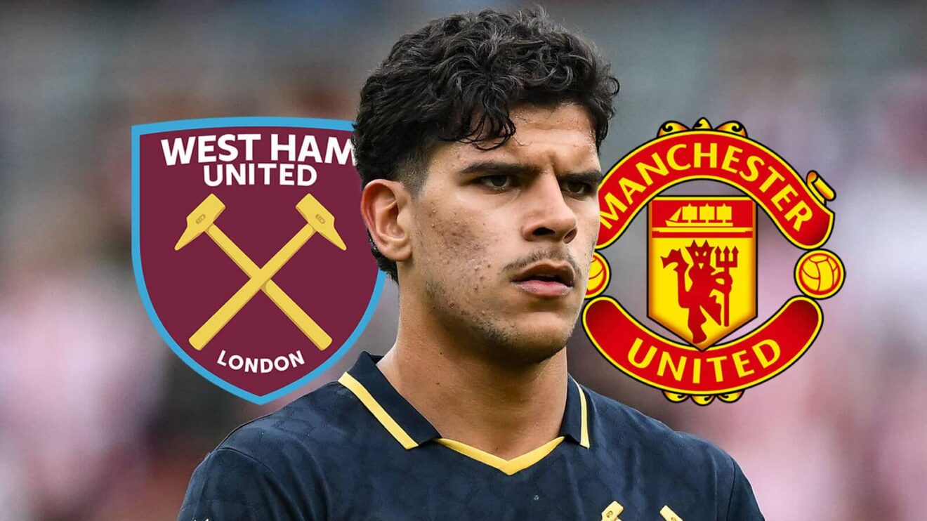 West Ham Unified badge, Mateus Fernandes and Manchester Unified badge - copyright F365