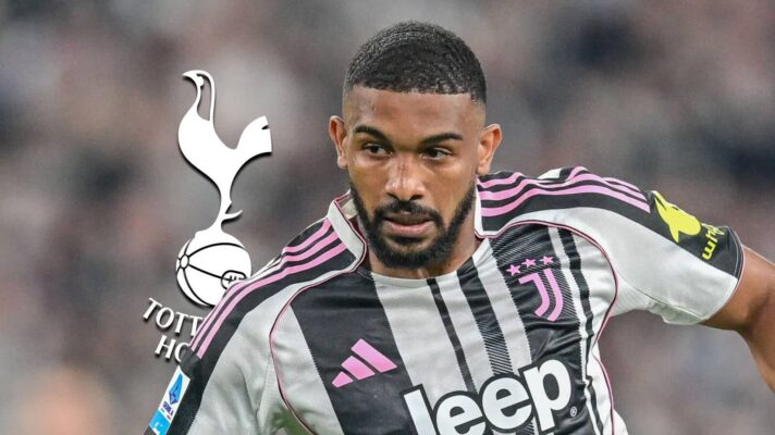Tottenham Hotspur badge and Juventus defender Gleison Bremer - copyright F365