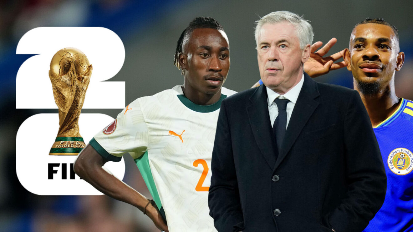 Curacao player, Carlo Ancelotti and Yan Diomande.