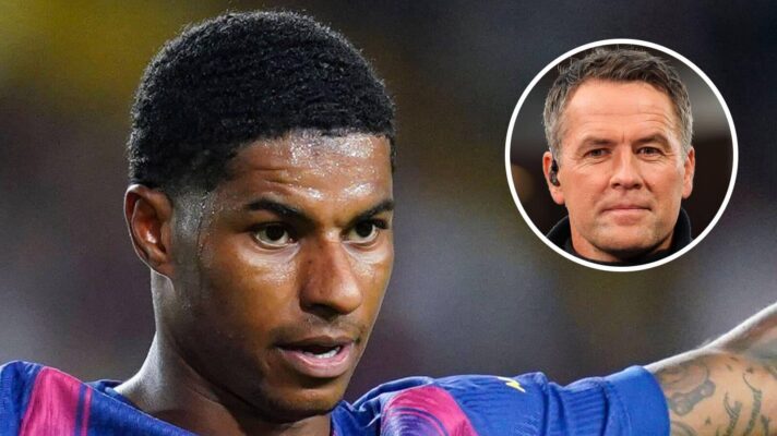 Manchester United winger Marcus Rashford and Michael Owen - copyright F365