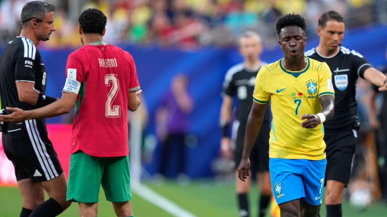Vinicius Jr and also Achraf Hakimi during Brazil vs Morocco
