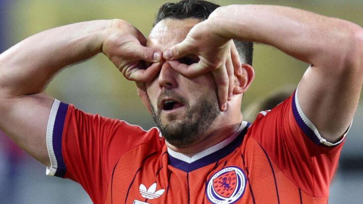 Scotland midfielder John McGinn celebrates his goal