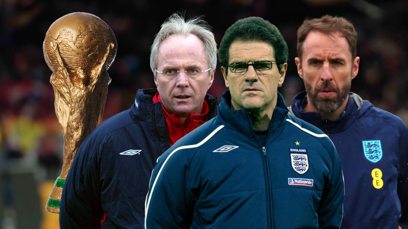 England managers Sven Goran Eriksson, Fabio Capello and Gareth Southgate.