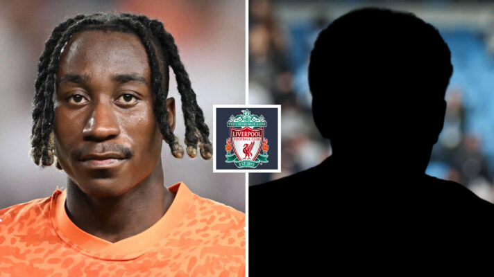 Ivory Coast winger Yan Diomande, Liverpool badge, silhouette player