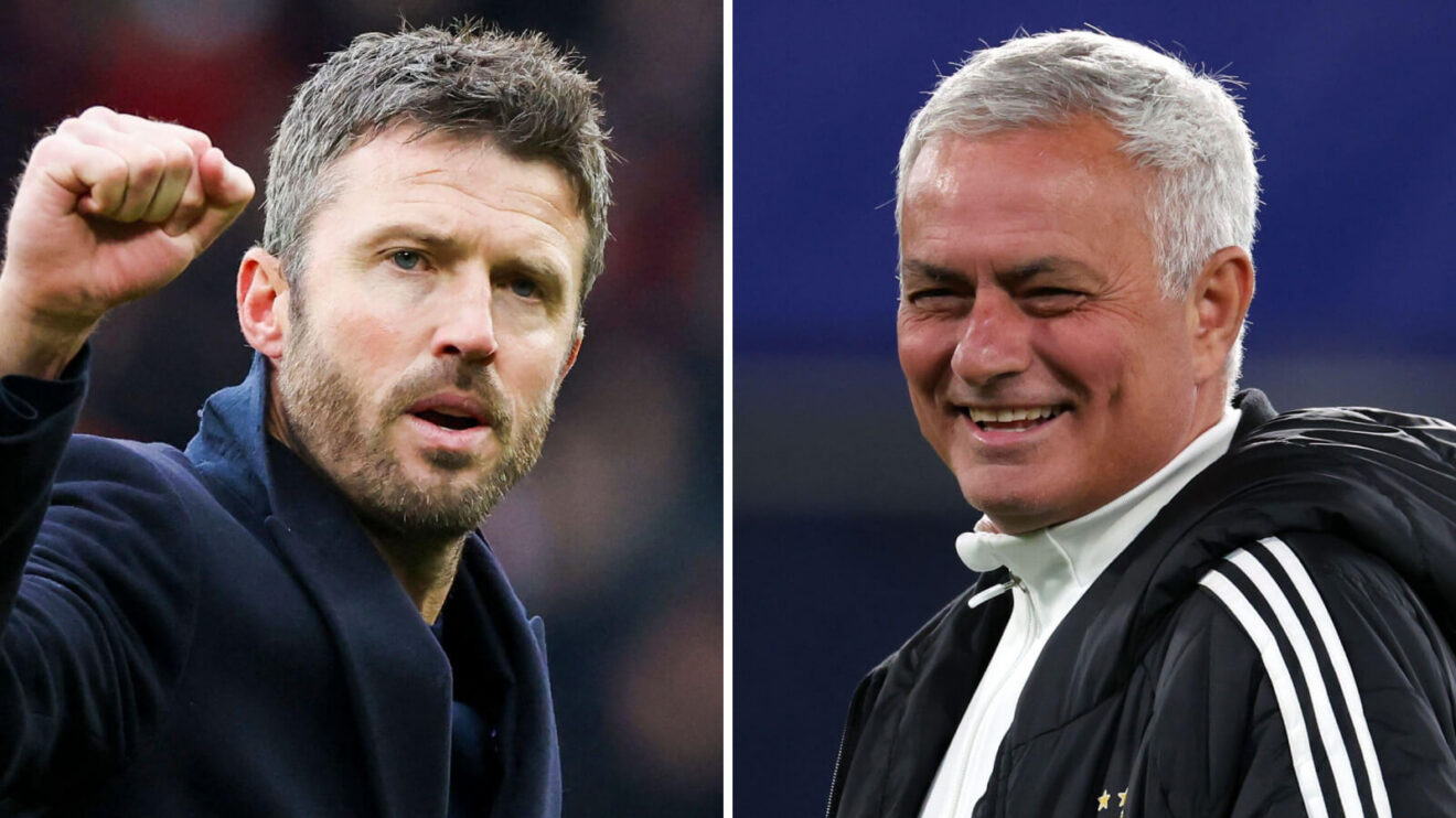 Pit image of Manchester United boss Michael Carrick and also Real Madrid boss Jose Mourinho - copyright F365