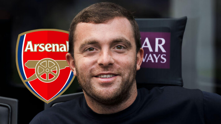 Arsenal badge and transfer guru Fabrizio Romano - copyright F365