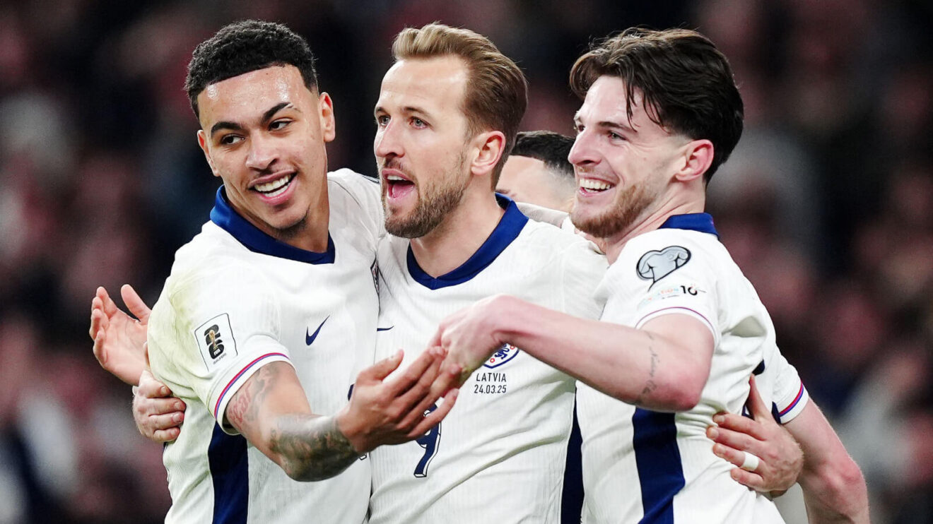 Declan Rice, Morgan Rogers, Harry Kane, England