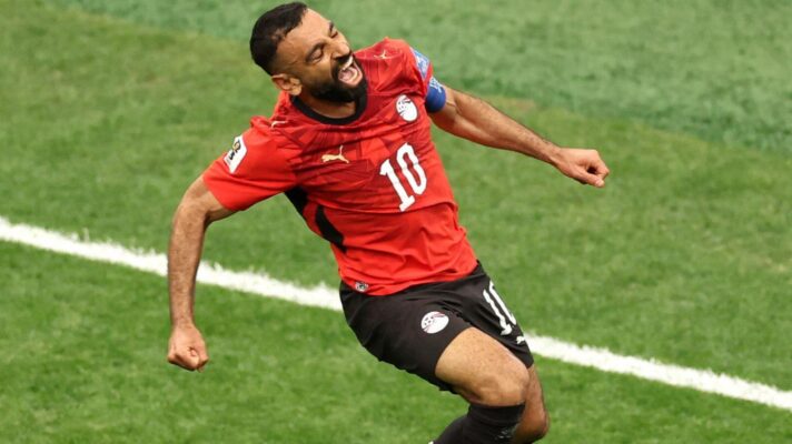 Egypt captain Mohamed Salah celebrates his goal