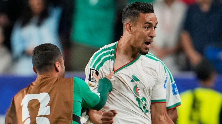 Algeria's Nadhir Benbouali celebrates