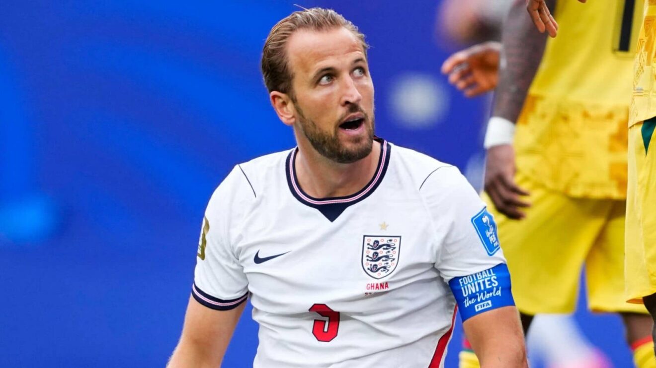 Harry Kane reacting to an England miss
