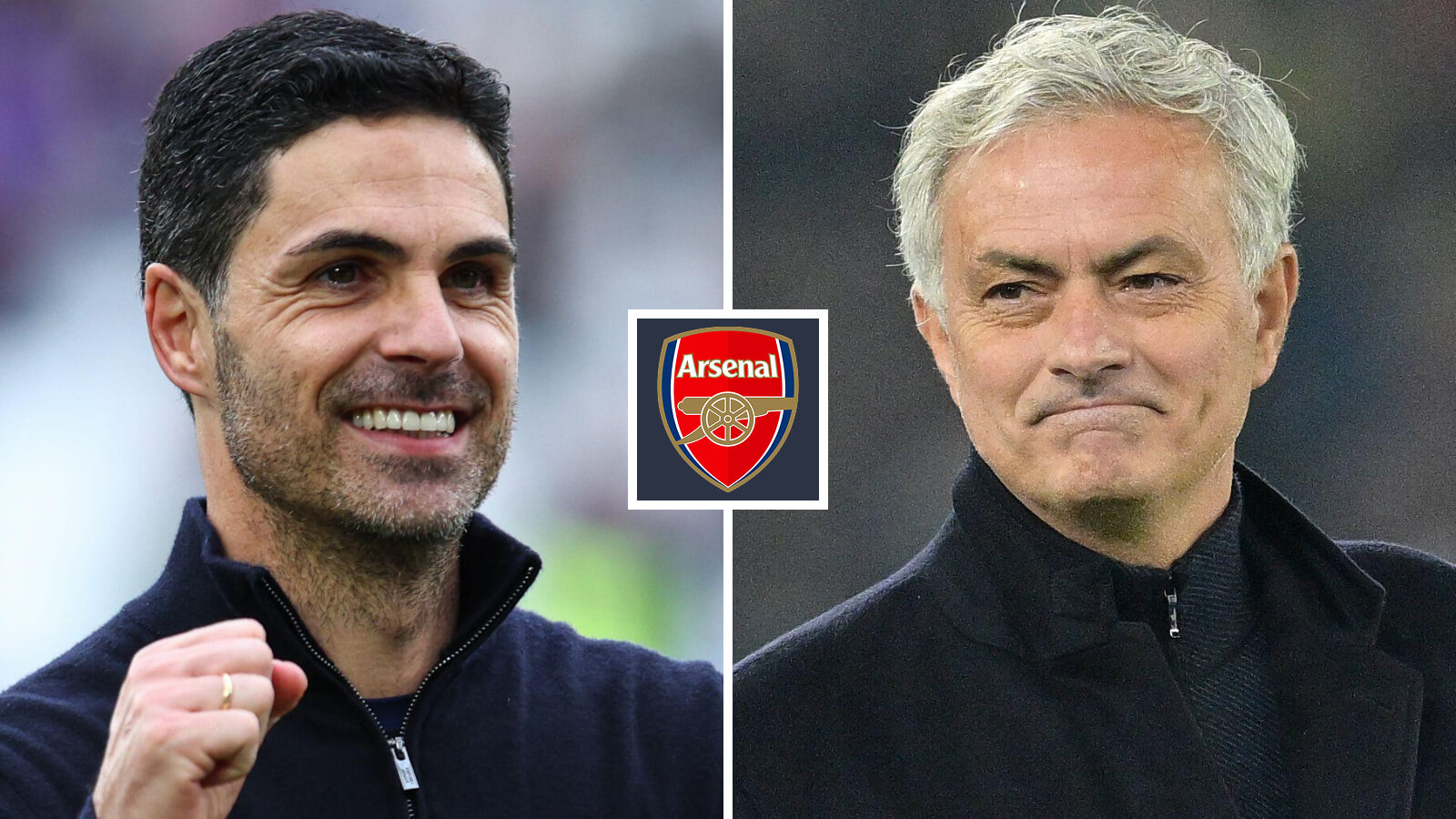 Two Images Collage Jose Mourinho Mikel Arteta