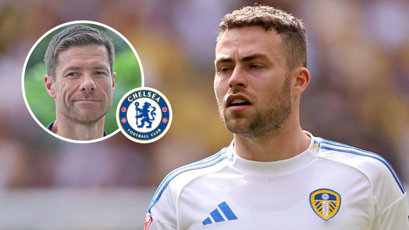 Xabi Alonso, Chelsea badge and Leeds Joined disclaimed-ago Gabriel Gudmundsson - copyright F365