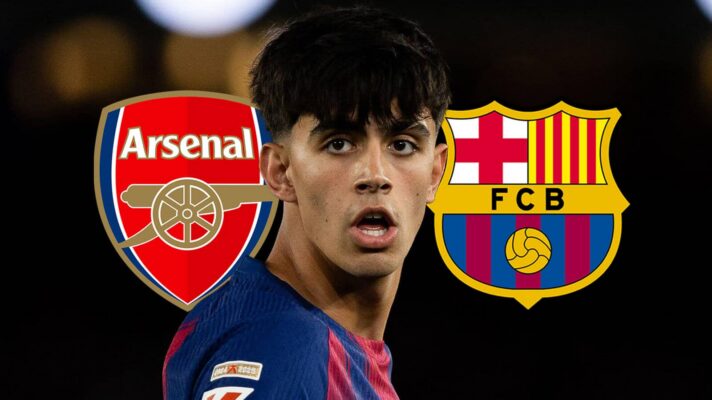 Arsenal badge, Marc Bernal and Barcelona badge - copyright F365