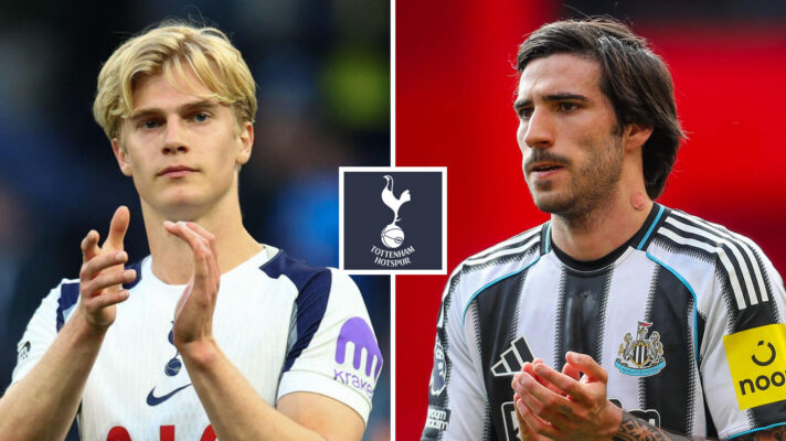 Tottenham midfielder Lucas Bergvall and Sandro Tonali