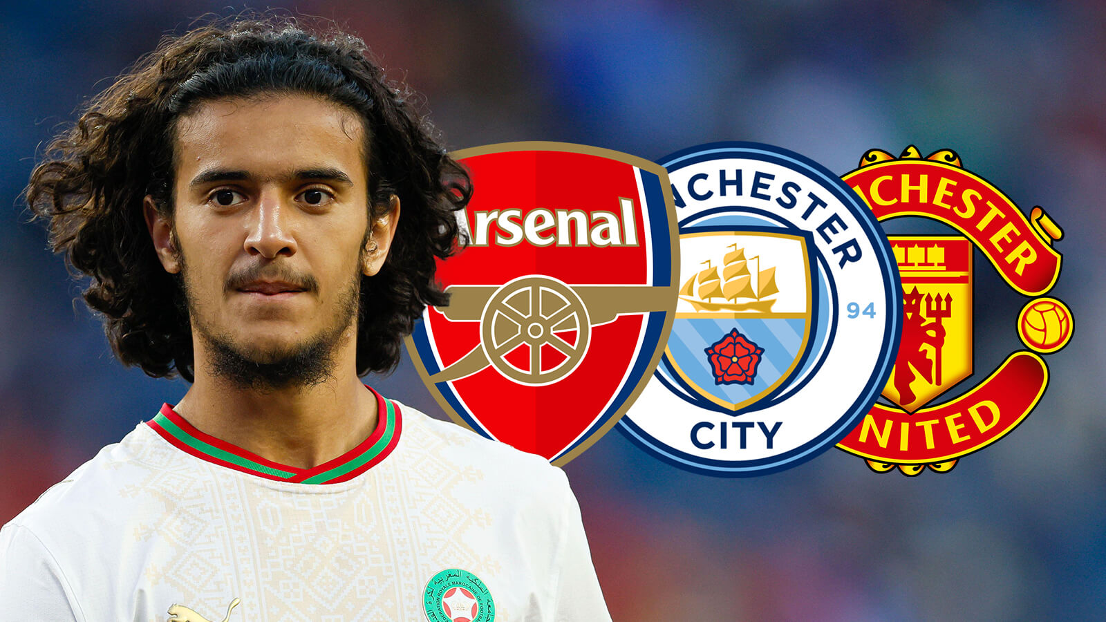 F365 Three Badges Ayyoub Bouaddi Arsenal Manchester City Manchester United