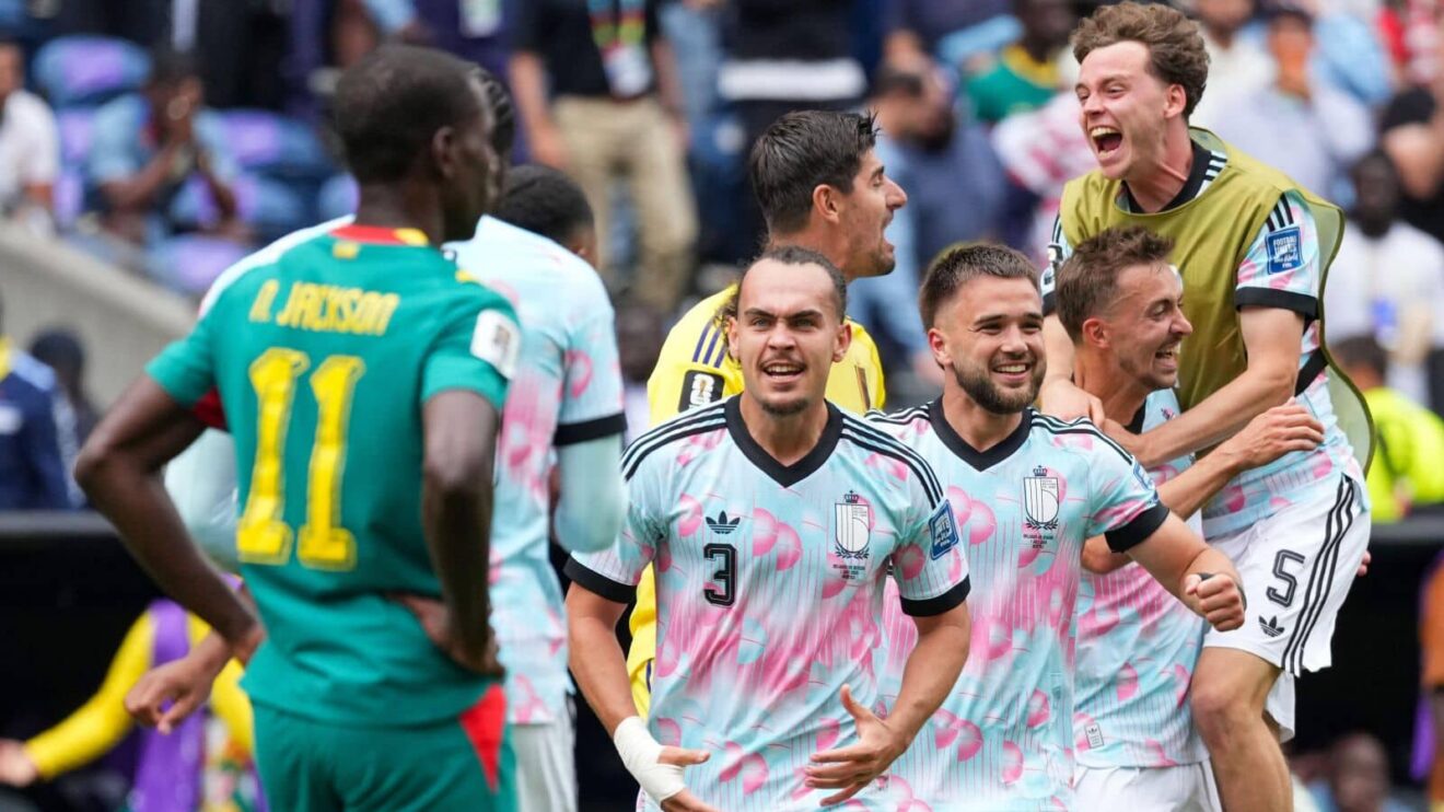 Belgium players celebrate against Senegal