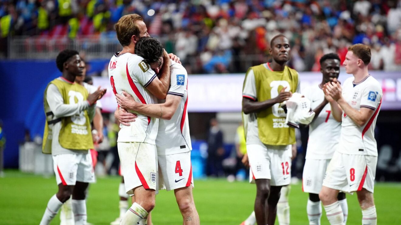 Declan Rice recovers hug from Harry Kane