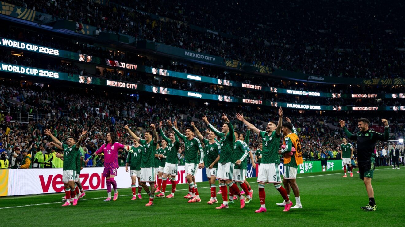 Mexico celebrate at the Estadio Azteca
