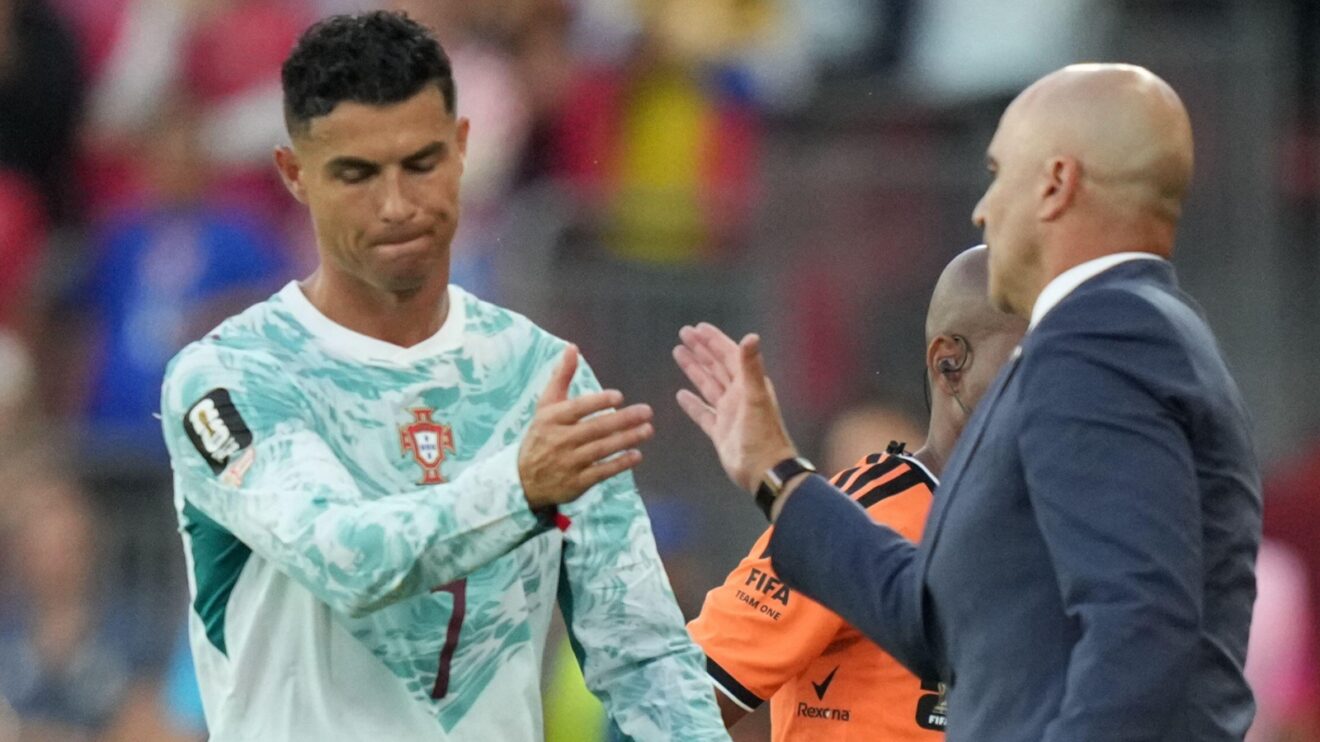 Cristiano Ronaldo is replaced by Roberto Martinez.