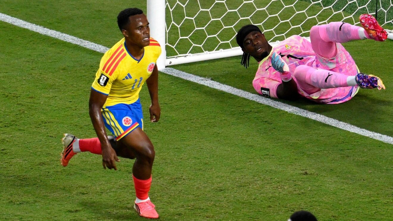 Jhon Arias scores to give Colombia victory over Ghana.