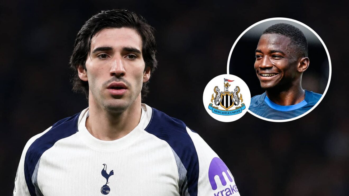 Sandro Tonali, Bazoumana Toure with Newcastle badge
